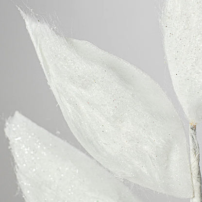 26" Faux Fur Leaf Spray: White