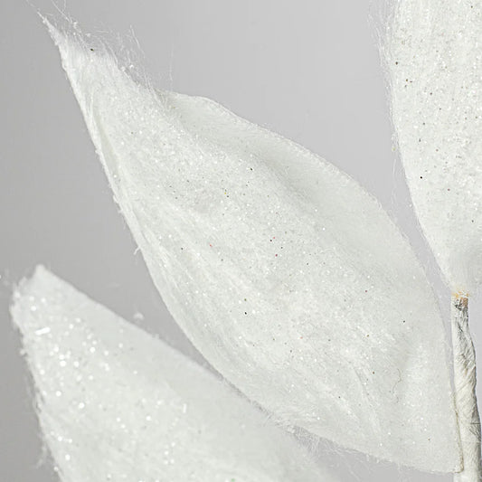 26" Faux Fur Leaf Spray: White