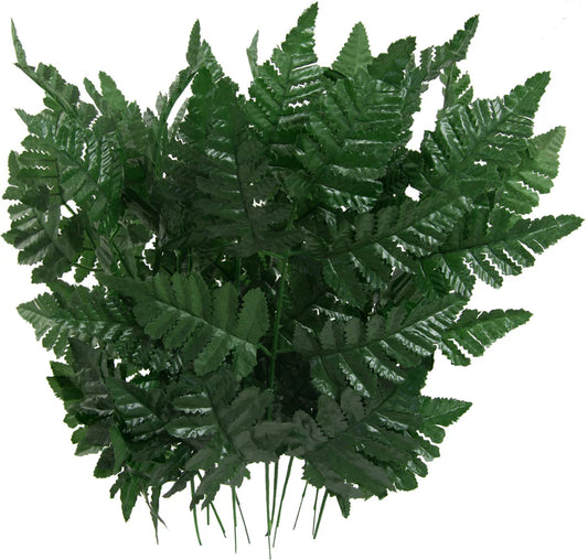 16" Silk Leather Leaf Fern Stems (12)
