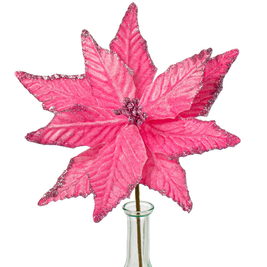 15" Velvet Poinsettia Picks