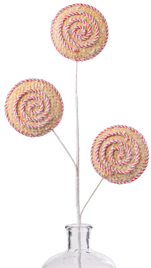 27" Candy Cane Twirl Gingerbread Spray