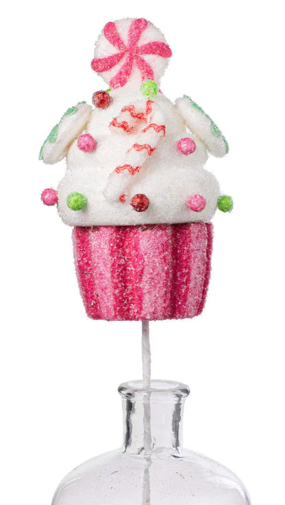 16" Candy Cane Cupcake Pick: Hot Pink