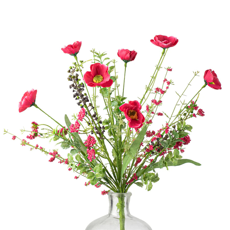 21" Poppy Flower Spray: Fuchsia Pink
