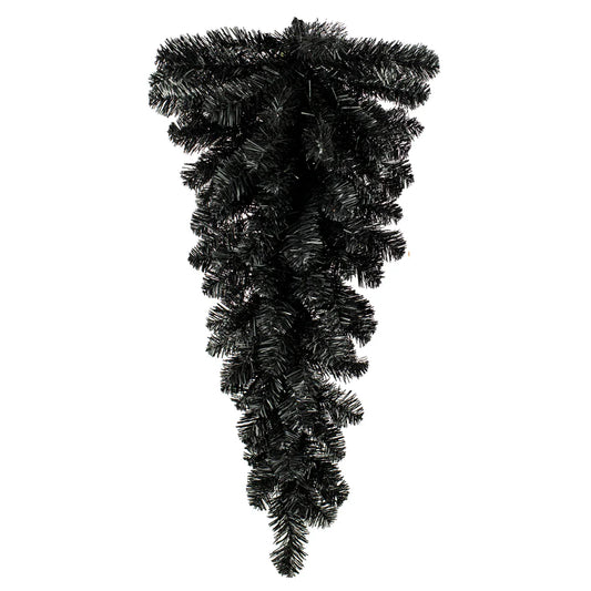 32" Pine Tinsel Teardrop Swag: Black
