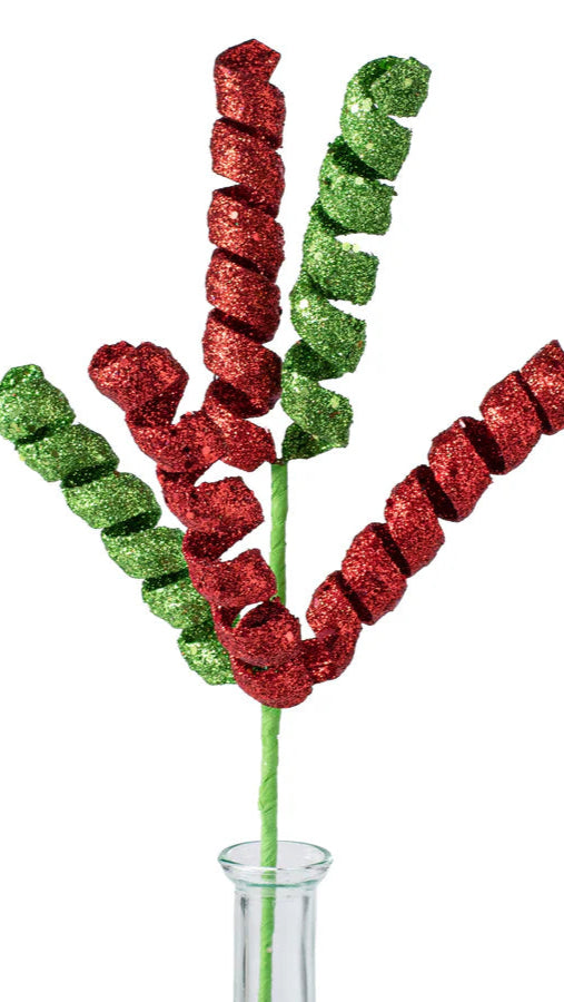 16" Frizzy Curly Pick: Red, Lime Green