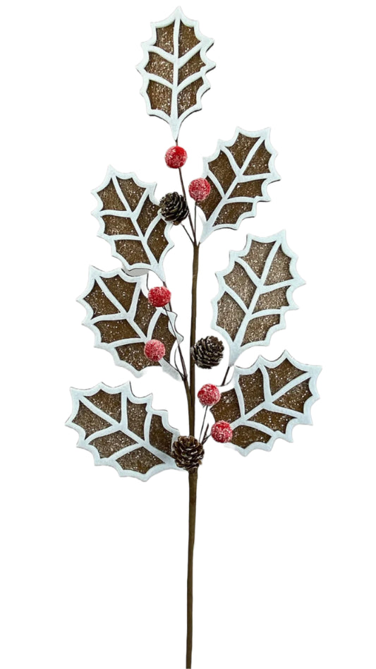 30" Holly Leaves Cookie Spray