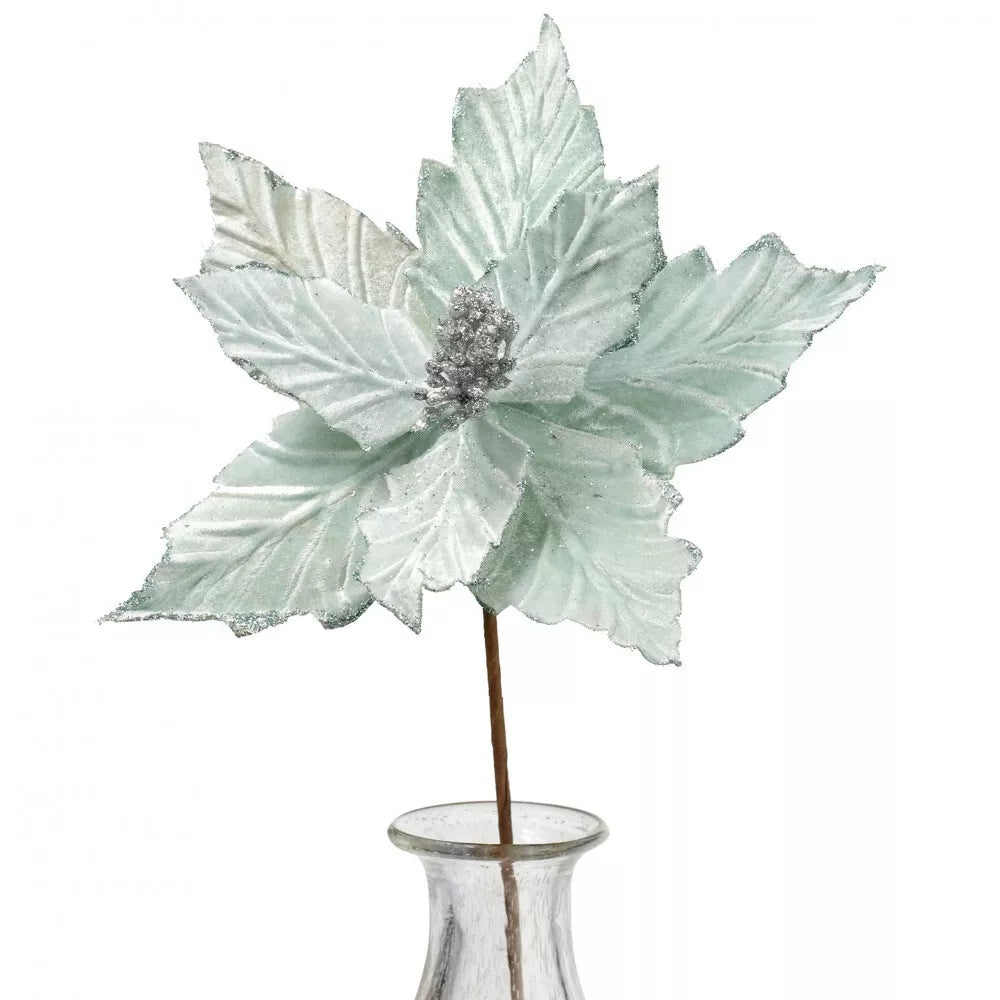 18" Velvet Poinsettia: Pale Blue