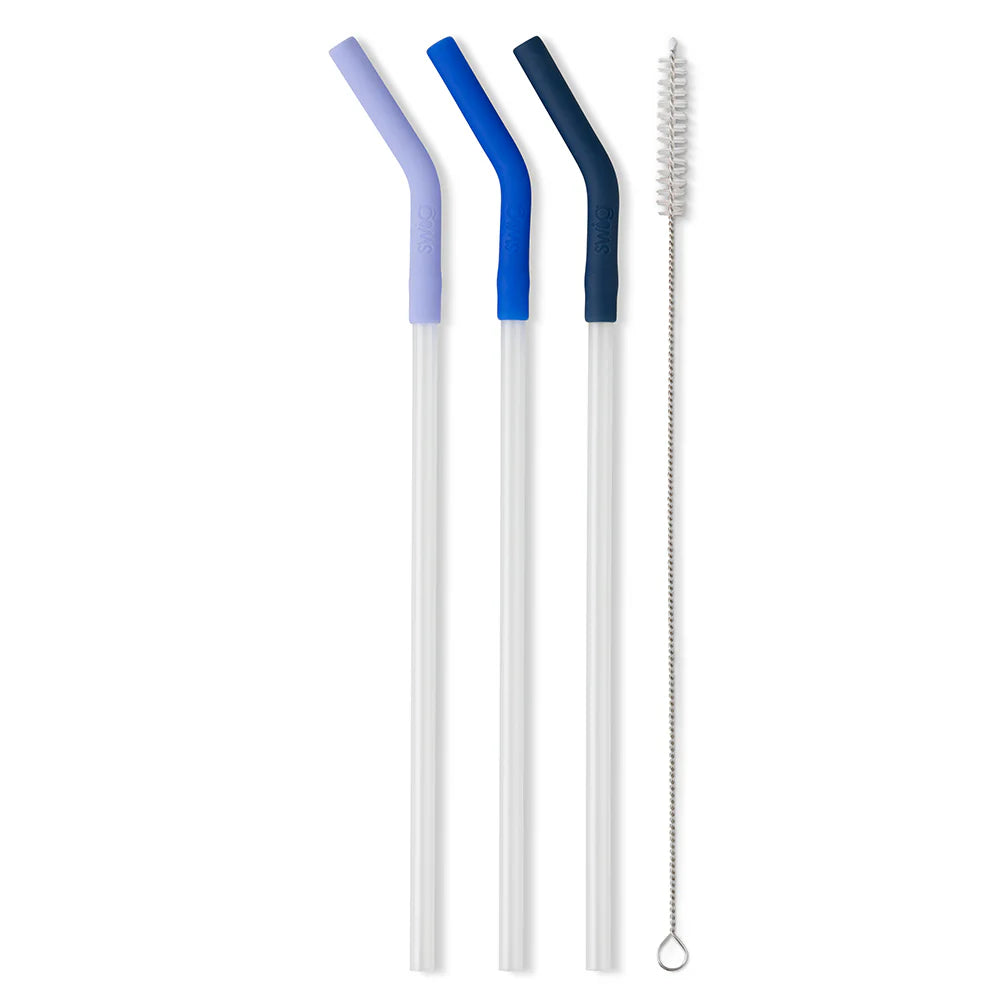Swig Life Hydrangea/Blue/Navy Reusable Straw Set (Mega Mugs)