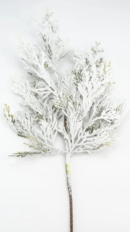 24" Flocked Cedar Spray