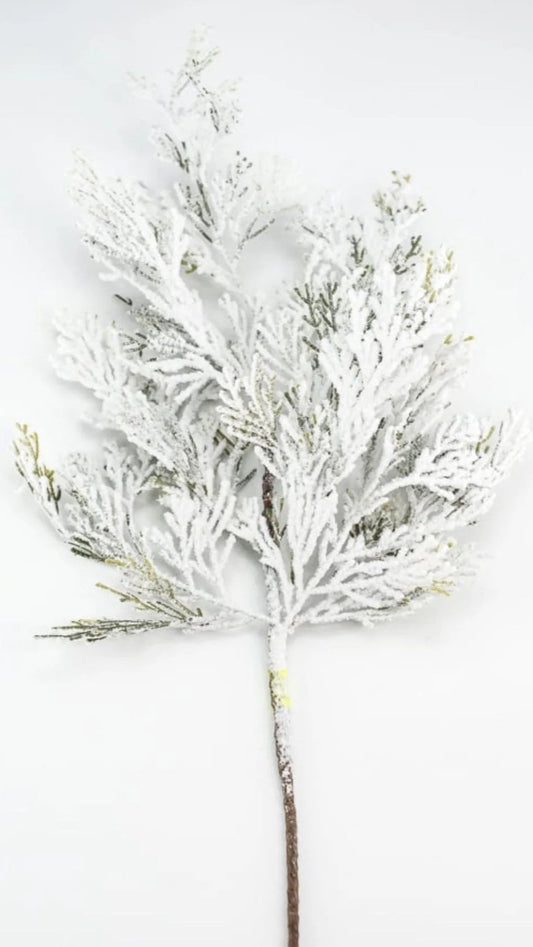 24" Flocked Cedar Spray